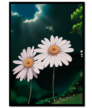 Sunlit Daisies in a Serene Landscape