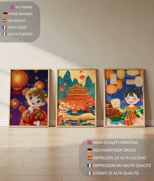 Ensemble d'art de célébration culturelle dans un style illustratif