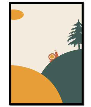 A Snail Climbing a Hill in Minimalist Nature Art - Mi tienda