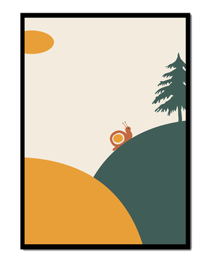 A Snail Climbing a Hill in Minimalist Nature Art - Mi tienda