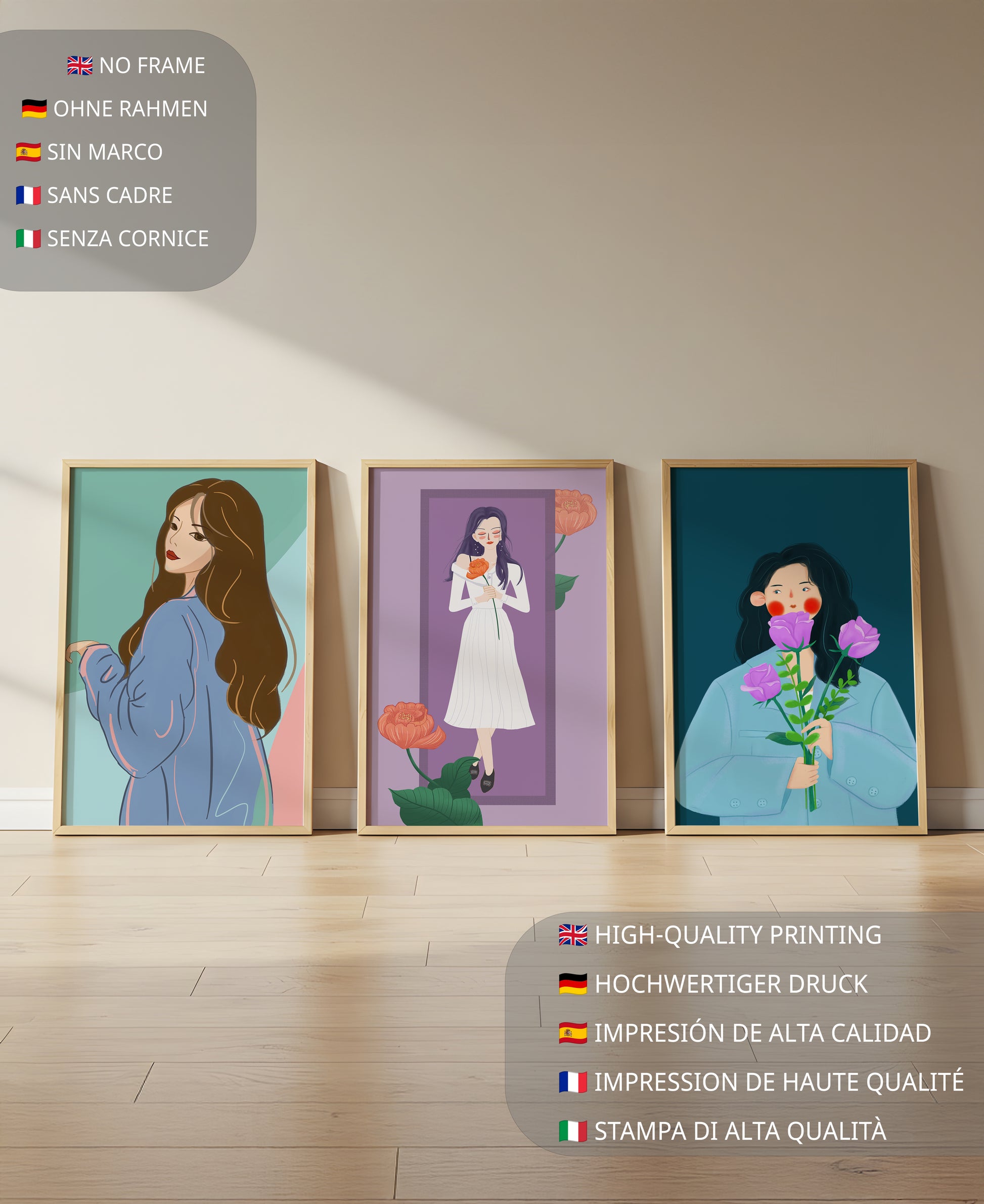 Wanddekoration mit modernen Illustrationen
