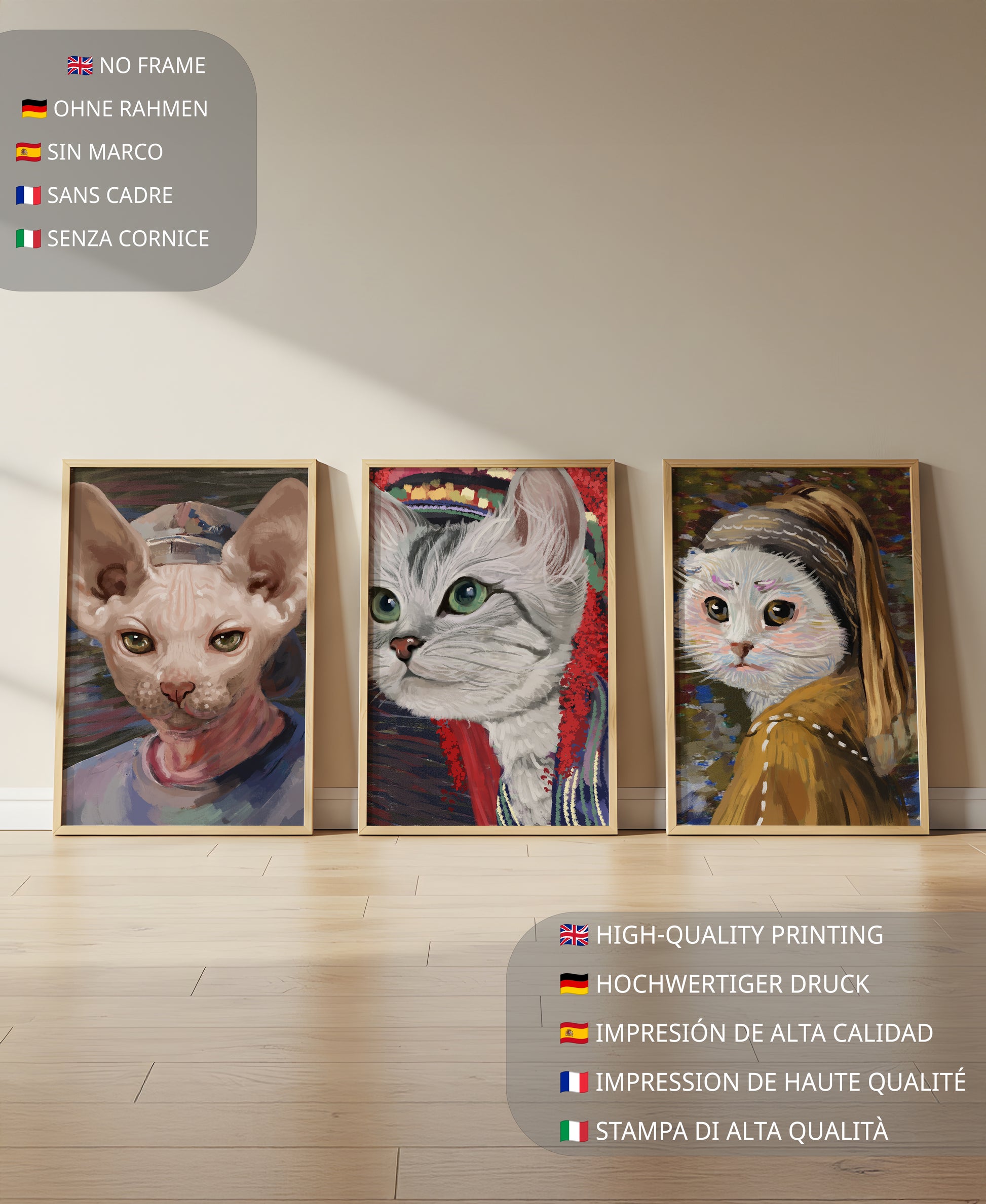 Pinturas de Gatos Elegantes en Estilo Clásico