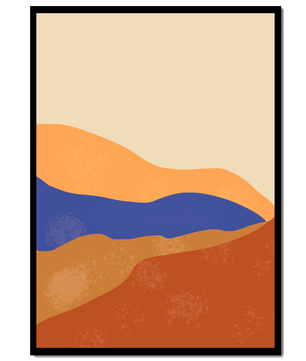 Paisaje abstracto con olas coloridas y bordes audaces