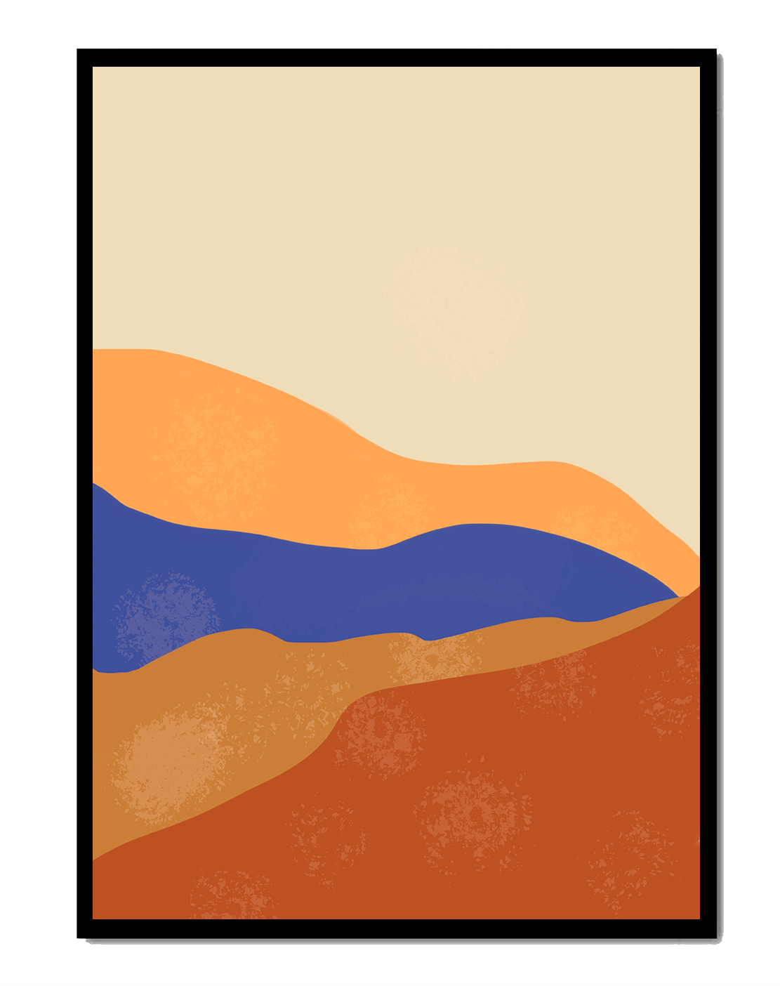 Paisaje abstracto con olas coloridas y bordes audaces