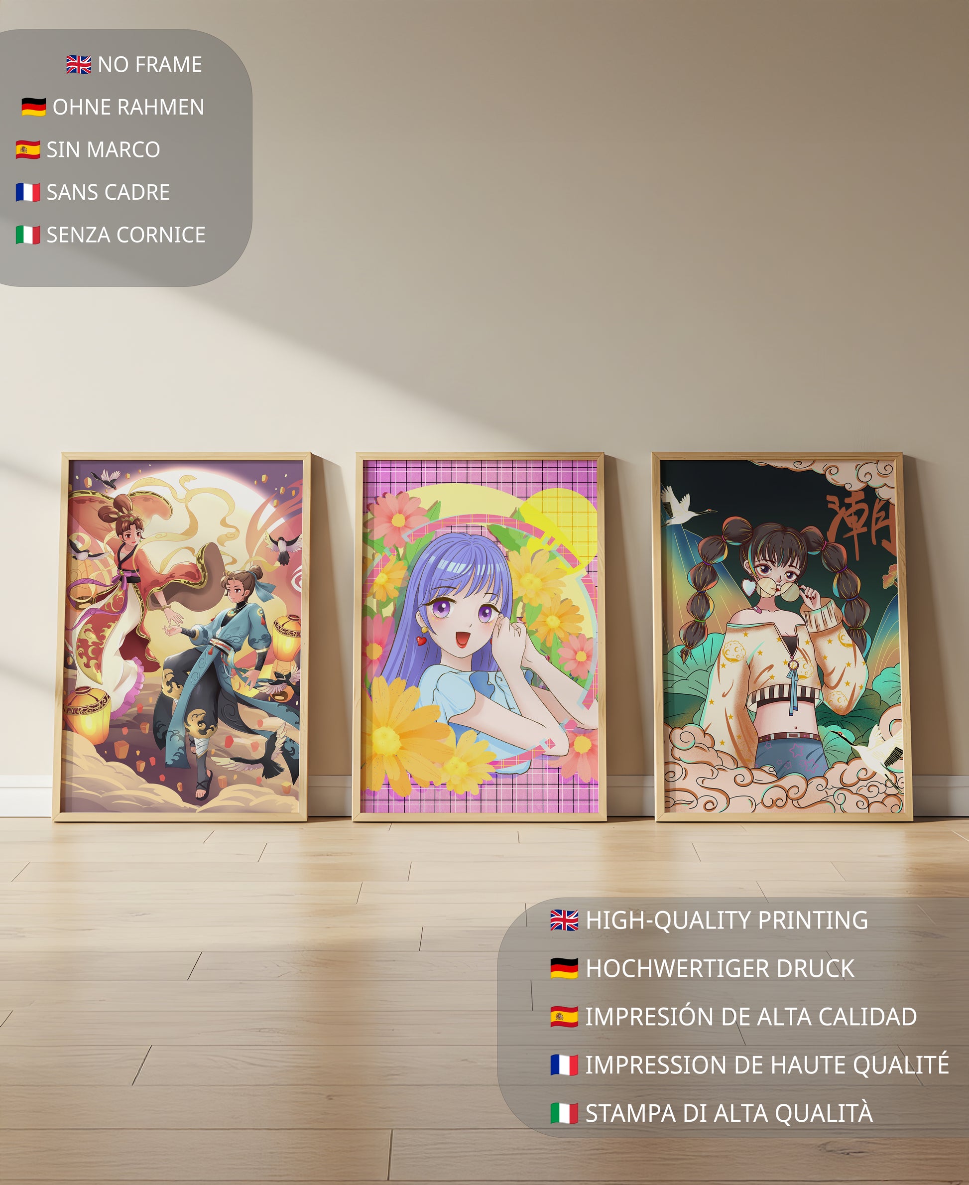 Ensemble d'illustrations d'anime aux designs joyeux et colorés