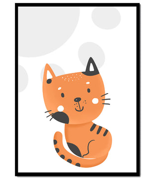 Minimalist cat poster – Cute orange kitten illustration for kids’ room and nursery - Mi tienda