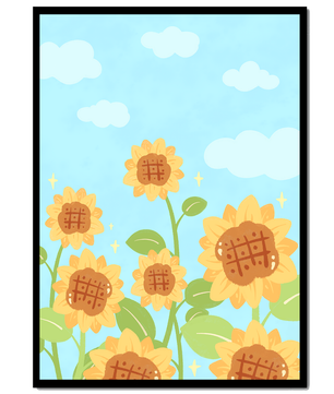 Sunflowers Under Blue Sky with Floating Clouds