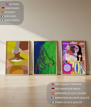 Ensemble d'affiches modernes sur le mur du salon