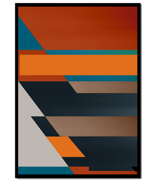 Arte abstracto geométrico con colores llamativos y formas dinámicas