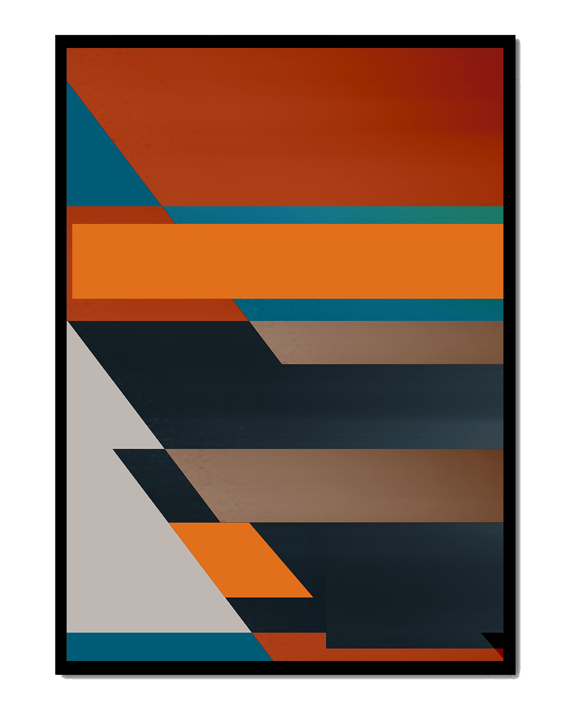 Arte abstracto geométrico con colores llamativos y formas dinámicas