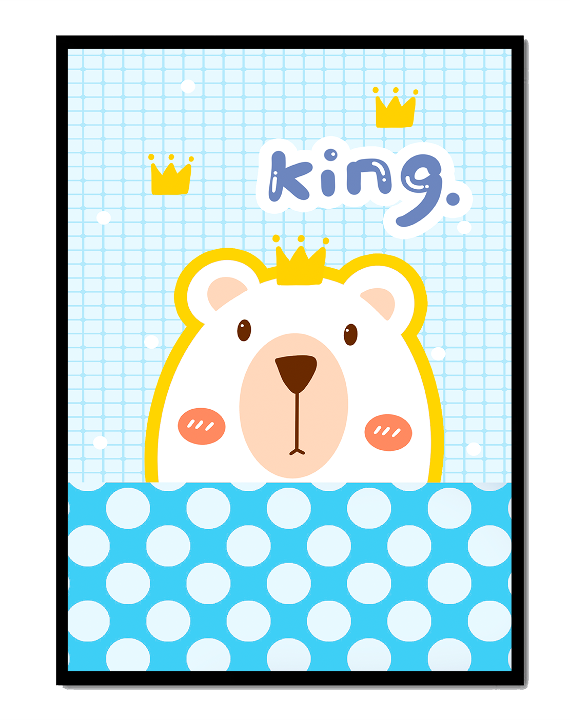 Adorable bear illustration with crown and playful text