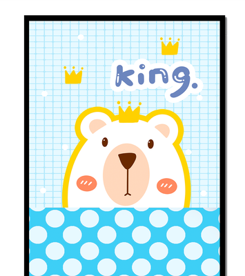 Adorable bear illustration with crown and playful text