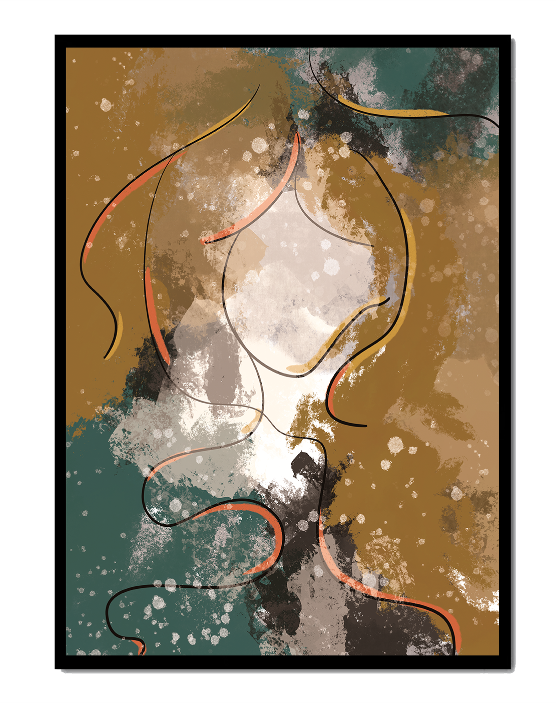 Acuarela abstracta con líneas giratorias y fondo texturizado