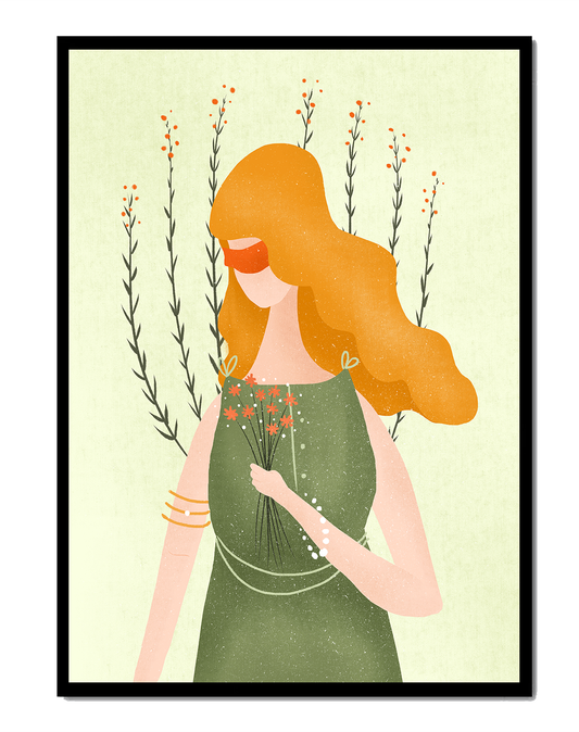 Elegant Woman with Bouquet in a Garden Setting