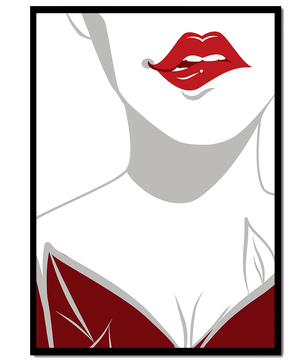 Minimalist Art with Red Lips and Elegant Dress - Mi tienda
