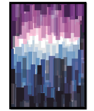 Abstrakter pixeliger Farbverlauf mit Blau- und Lilatönen