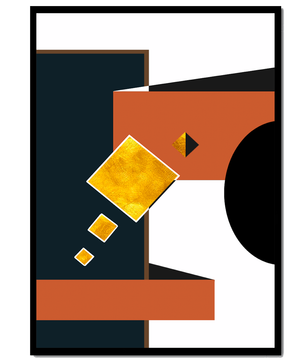 Abstract geometric art with gold accents and bold colors - Mi tienda