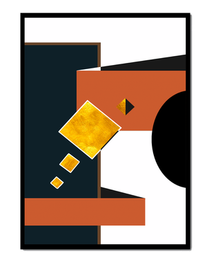 Abstract geometric art with gold accents and bold colors - Mi tienda