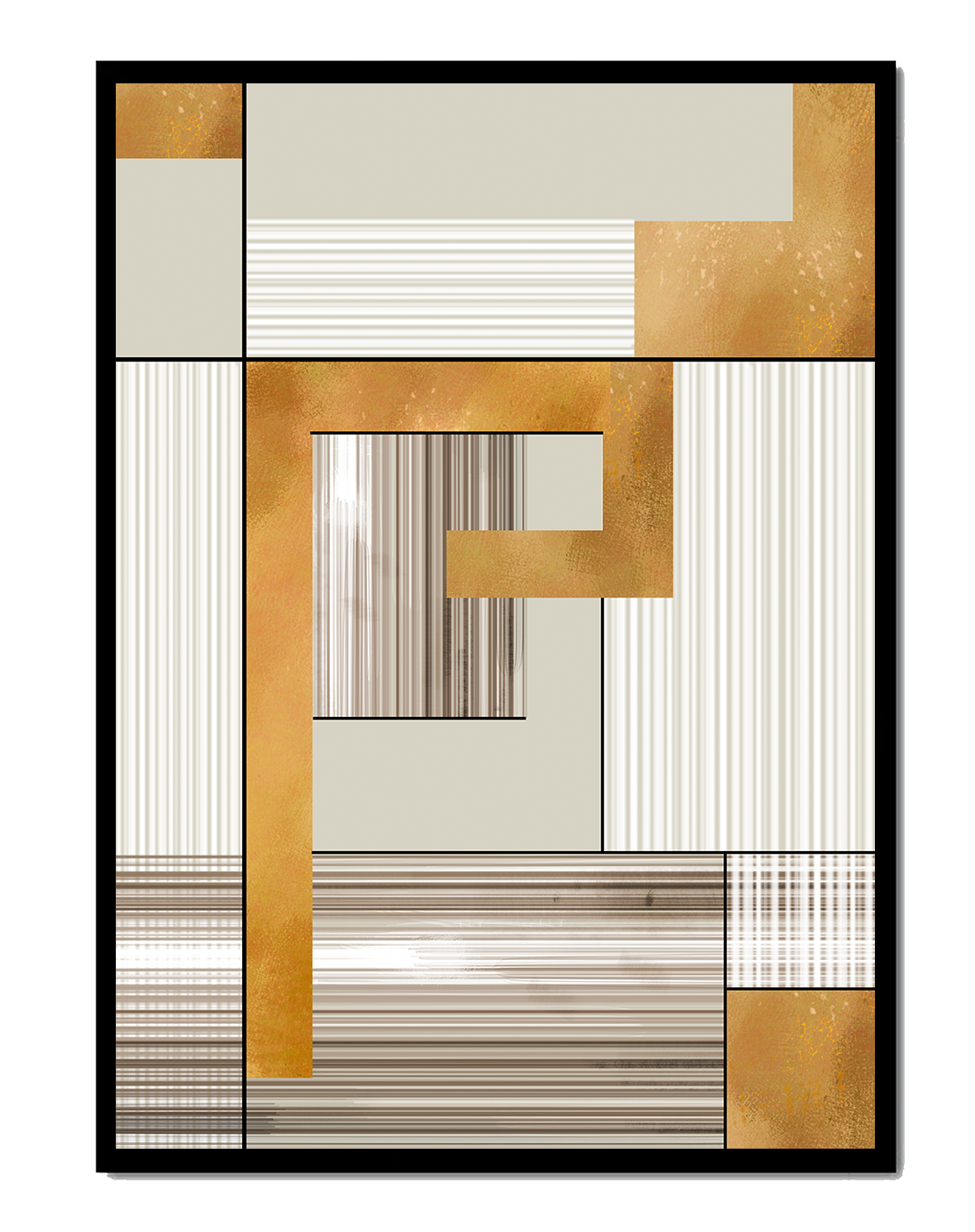 Abstract geometric pattern with gold and neutral tones