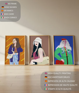 Conjunto de Retratos Modernos de Mujeres con Estilo en Arte Digital