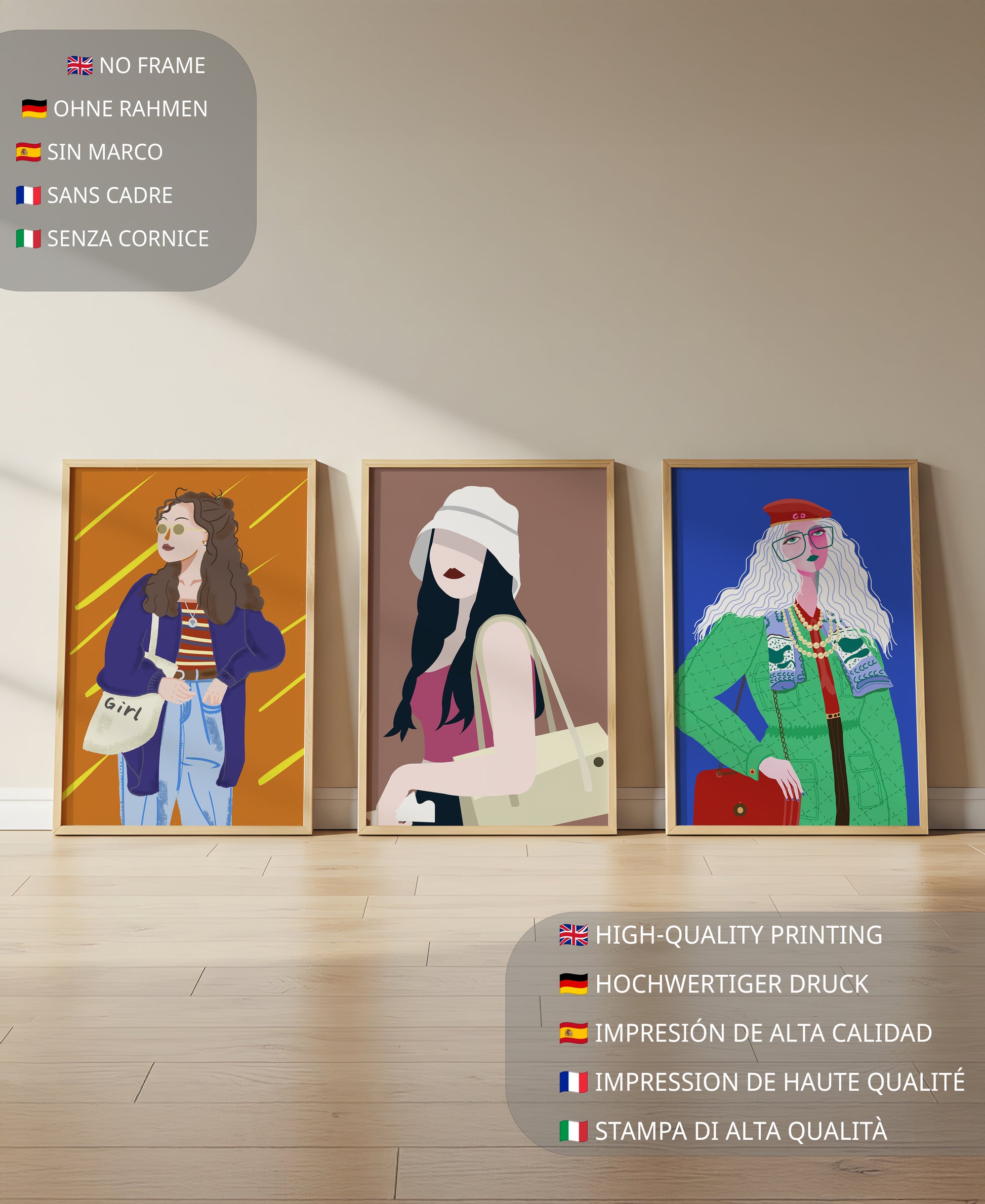 Conjunto de Retratos Modernos de Mujeres con Estilo en Arte Digital