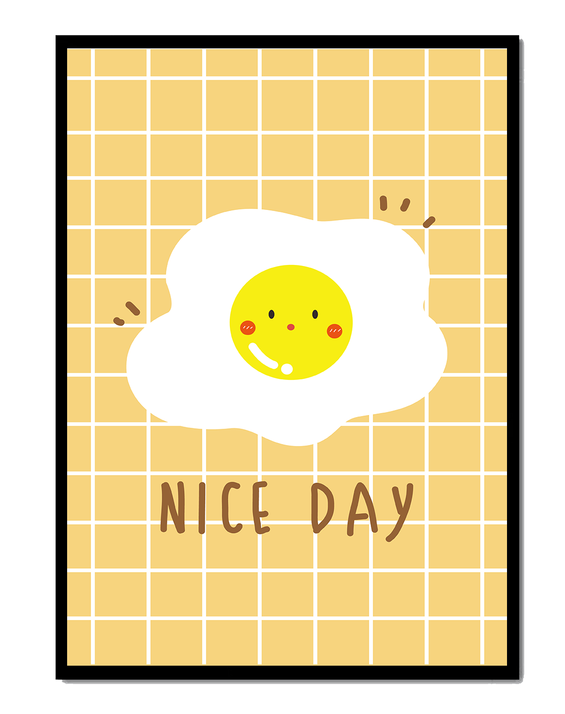 Cheerful egg illustration on yellow grid background