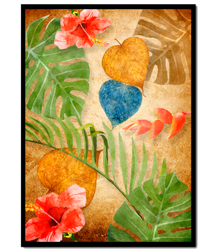 Vibrant tropical leaves and flowers watercolor design