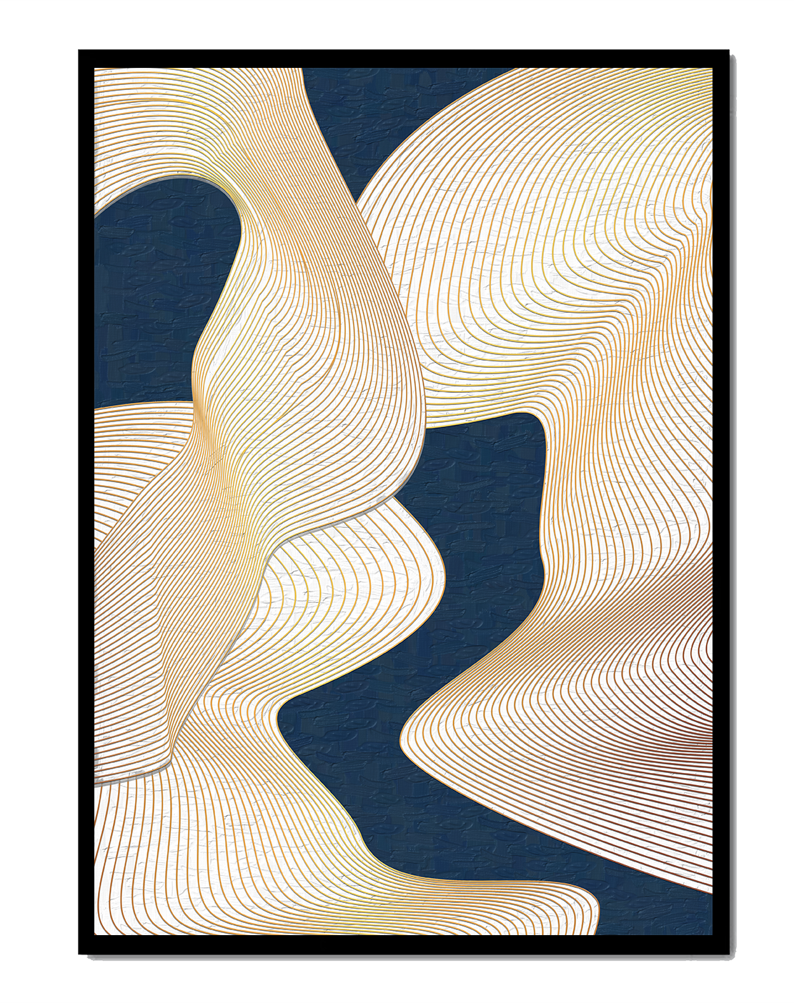 Lignes fluides abstraites sur fond bleu foncé