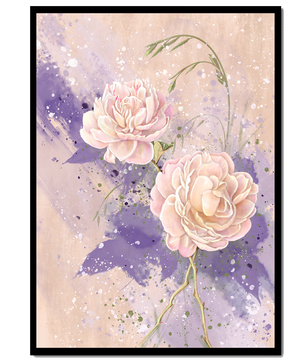 Elegant floral artwork with soft purple and pink hues