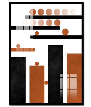 Abstract Geometric Art with Circles and Bars in Earth Tones