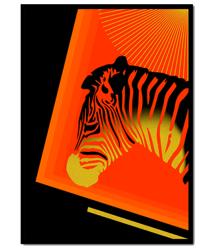 Abstract Zebra with Vibrant Colors and Golden Elements