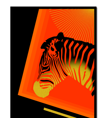 Abstract Zebra with Vibrant Colors and Golden Elements