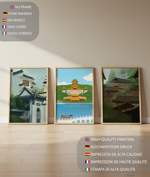 Ensemble de tirages d'art asiatique sans cadre avec impression de haute qualité