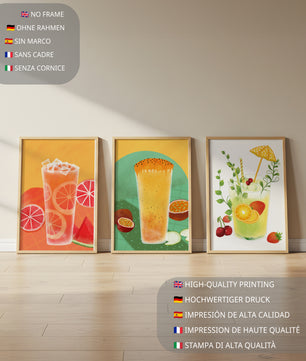 Set moderner tropischer Getränke-Kunstwerke im illustrativen Stil