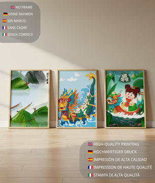 Art pour enfants avec des dragons et des éléments naturels dans un ton joyeux