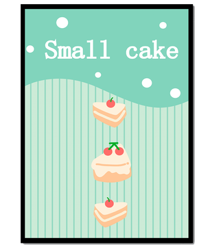 Charming illustration of small cakes with cherries