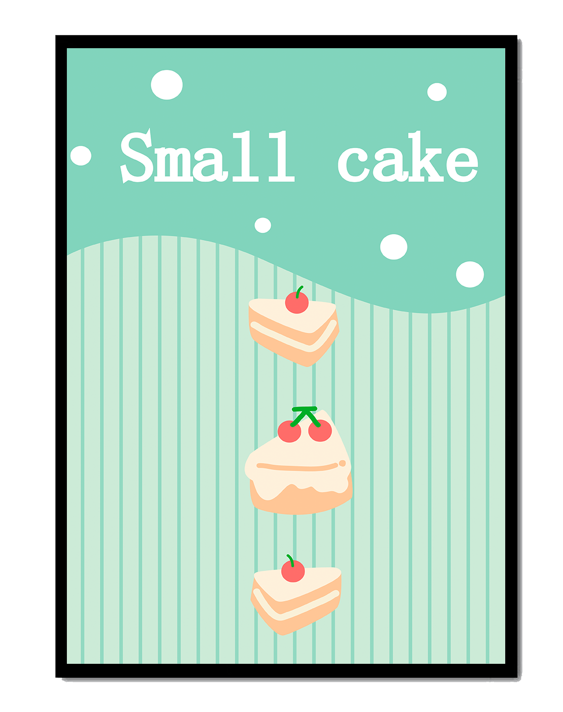 Charming illustration of small cakes with cherries