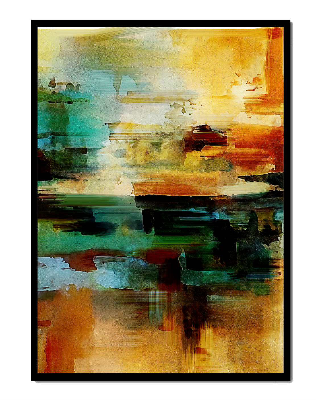 Abstract Landscape with Vivid Colors and Dynamic Brushstrokes