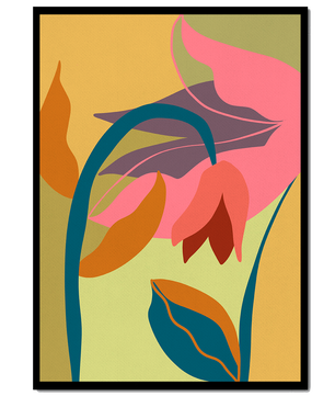 Abstract floral illustration with vibrant colors and organic shapes