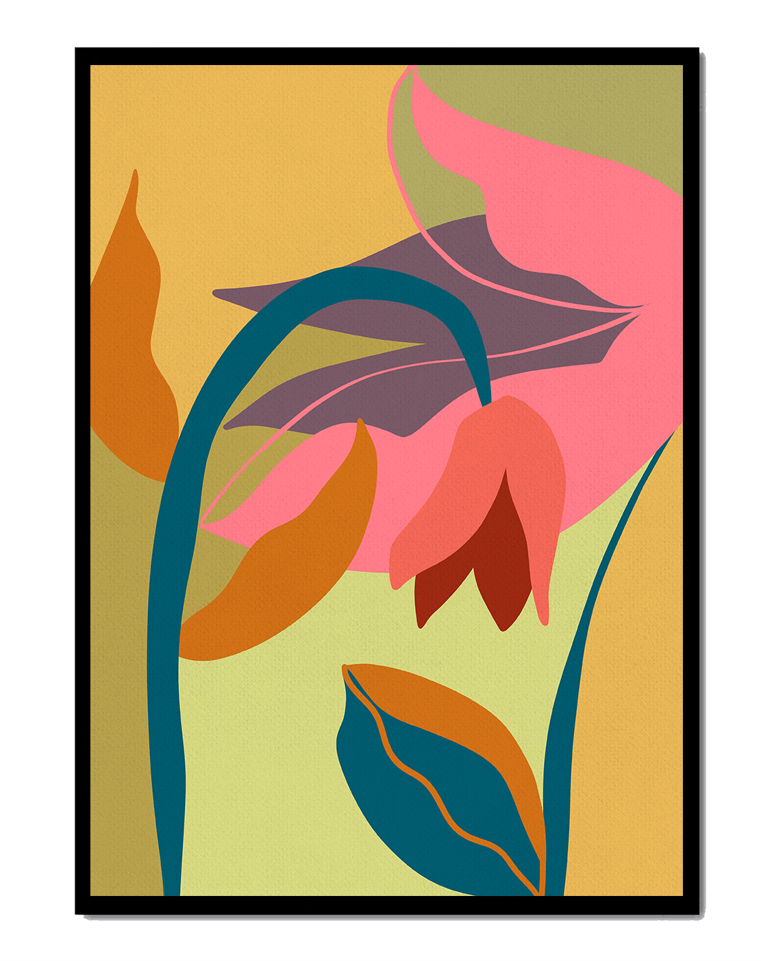 Abstract floral illustration with vibrant colors and organic shapes