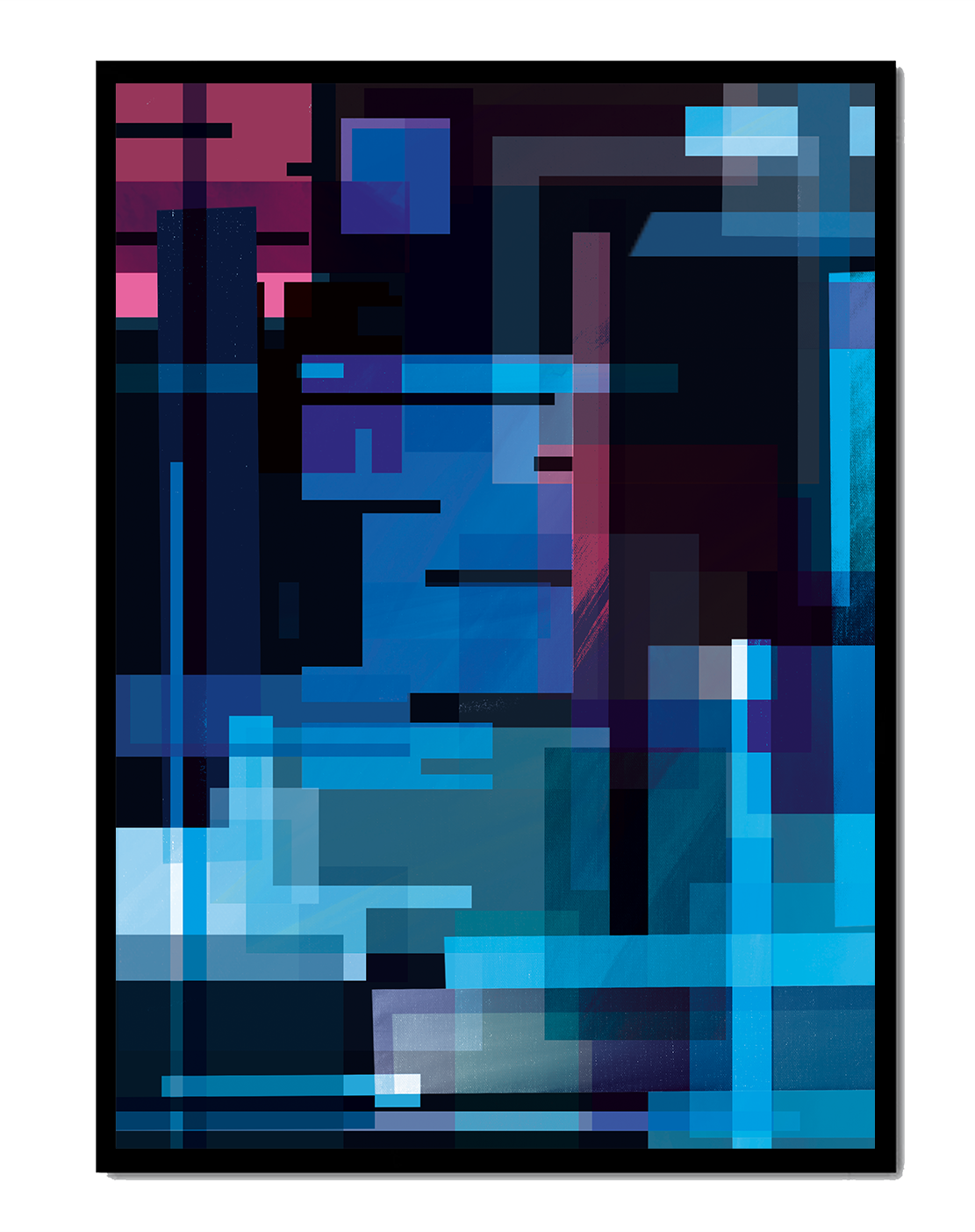 Abstract Geometric Digital Art with Blue and Purple Tones