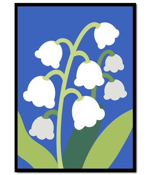 Abstract Lily of the Valley Illustration on Blue Background