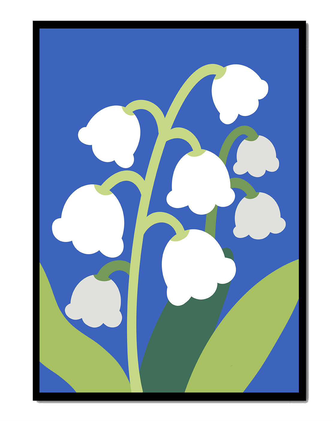 Abstract Lily of the Valley Illustration on Blue Background