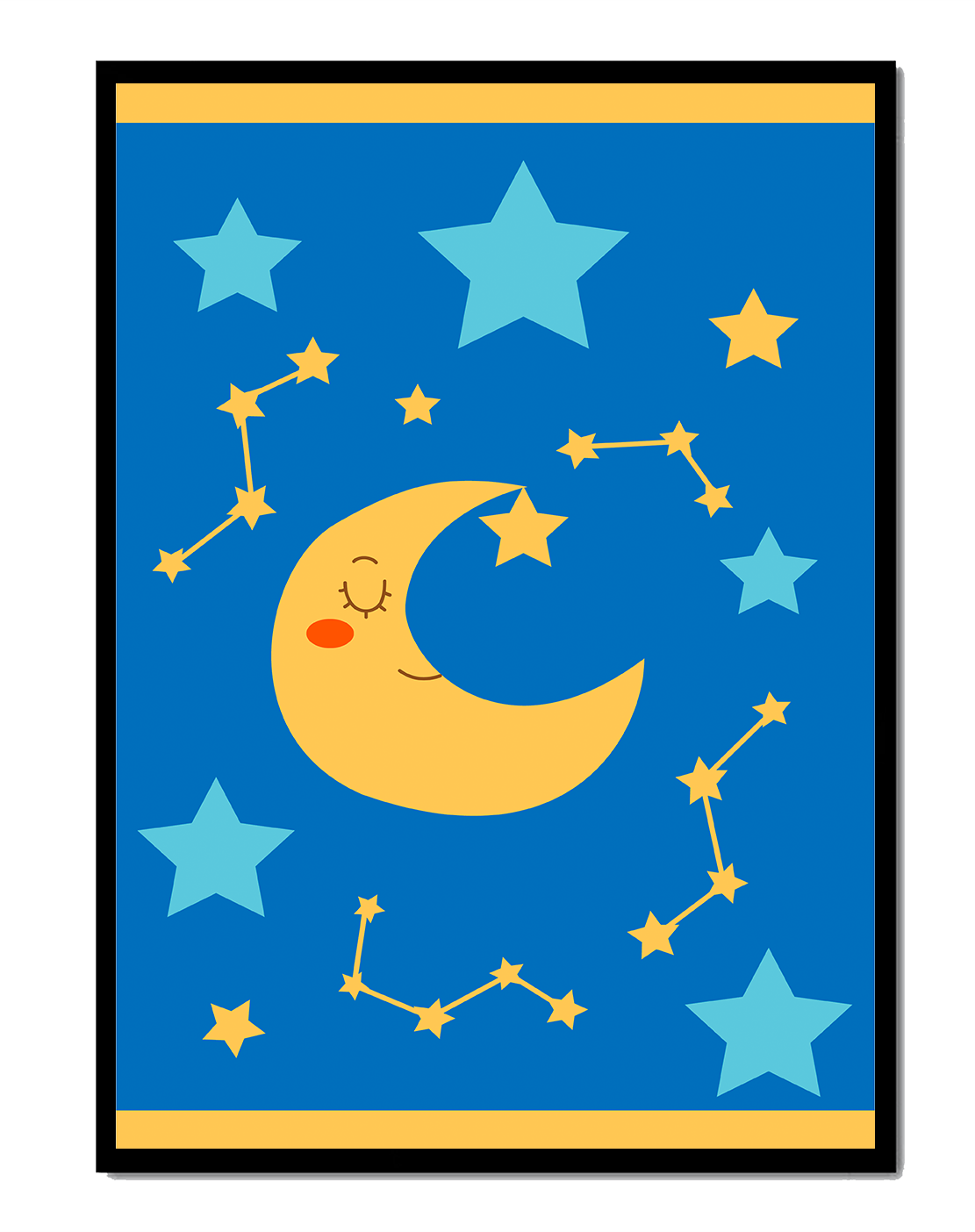 Whimsical children's room decor with smiling moon and stars
