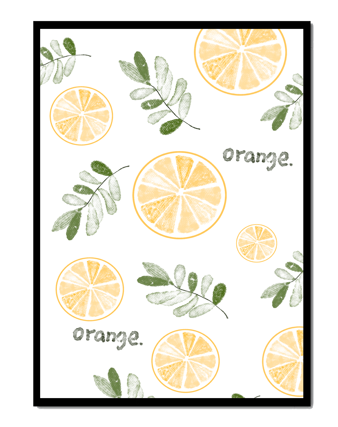 Motif avec des tranches d’orange et des feuilles vertes