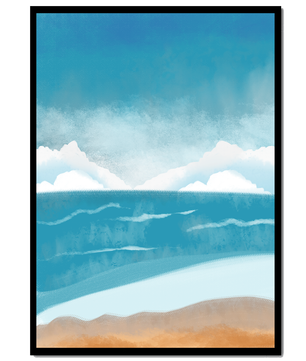 Calming Ocean Shoreline with Blue Sky and Gentle Waves