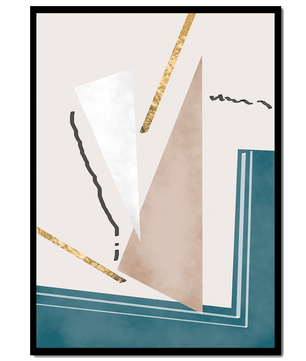 Abstraktes geometrisches Kunstwerk mit goldenen Elementen