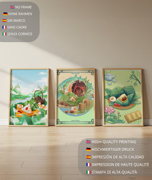 Decoraciones Artísticas de Comida Asiática en Coloridos Marcos