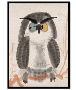 Whimsical Owl Illustration with Colorful Eyes