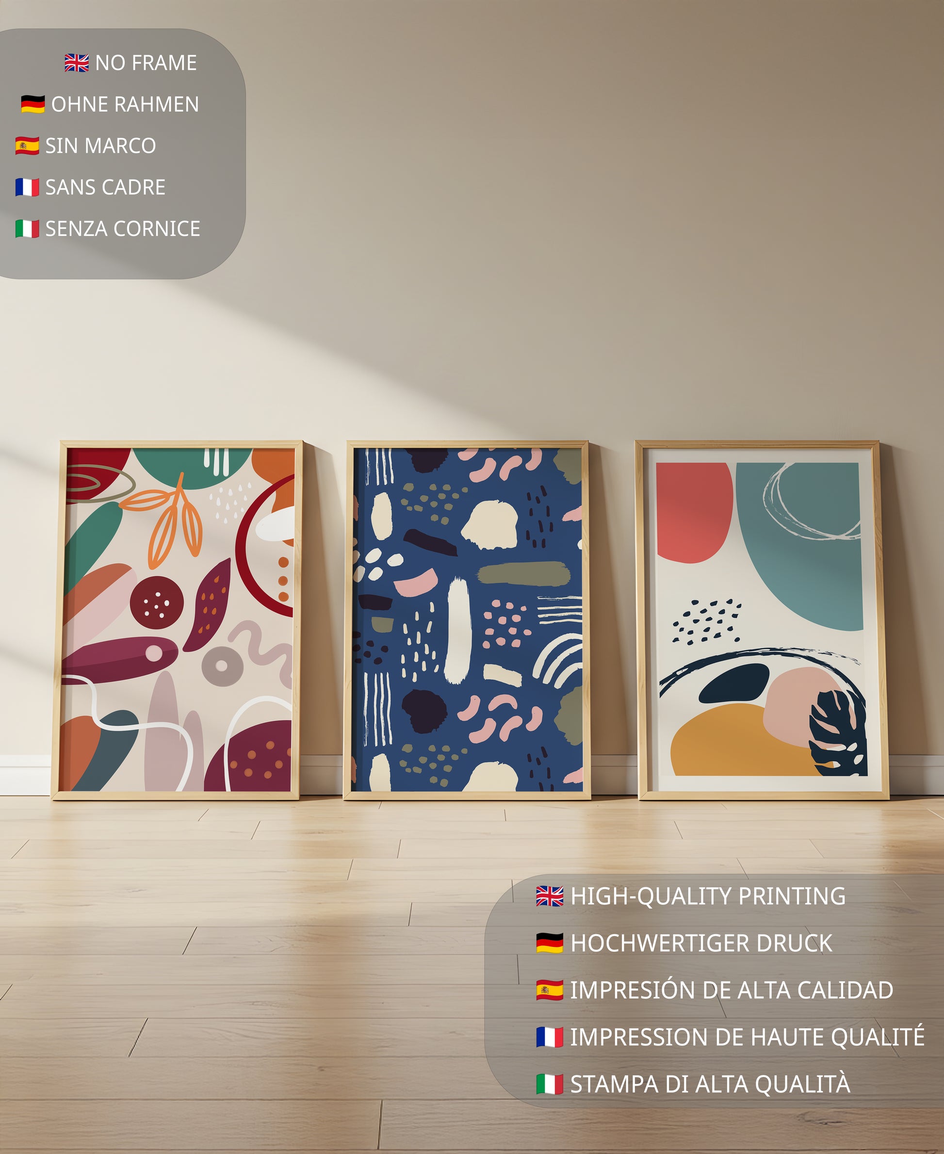 Conjunto De Arte Moderno Abstracto Sin Marco